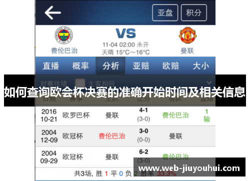 如何查询欧会杯决赛的准确开始时间及相关信息